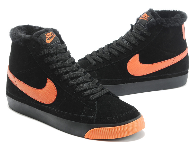 Nike Blazer 2 High Wool Black Orange Shoes - Click Image to Close