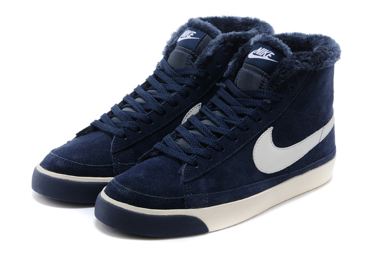 Nike Blazer 2 High Wool Dark Blue White Shoes - Click Image to Close