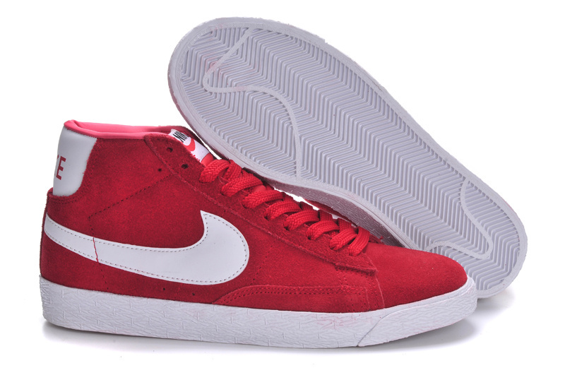 Nike Blazer High Dark Red White Shoes - Click Image to Close