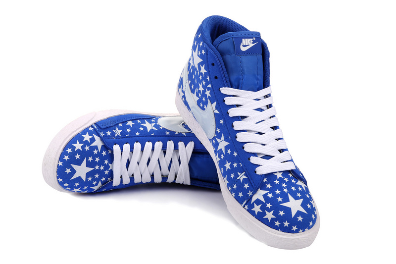 Nike Blazer High Midnight Blue White Stars Women's Shoes - Click Image to Close