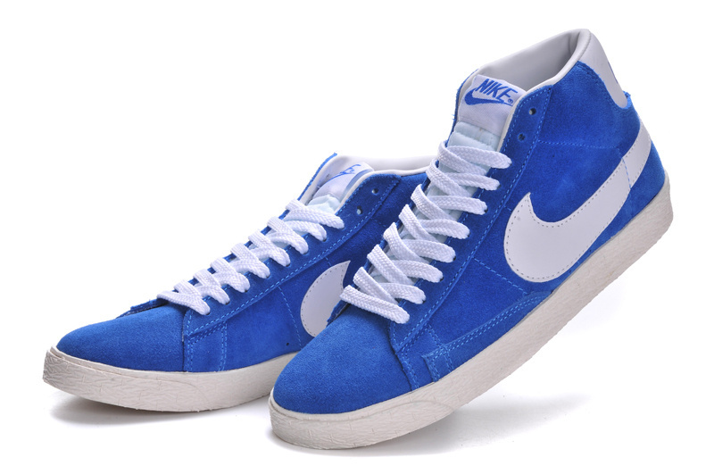 Nike Blazer High Sea Blue White Shoes - Click Image to Close