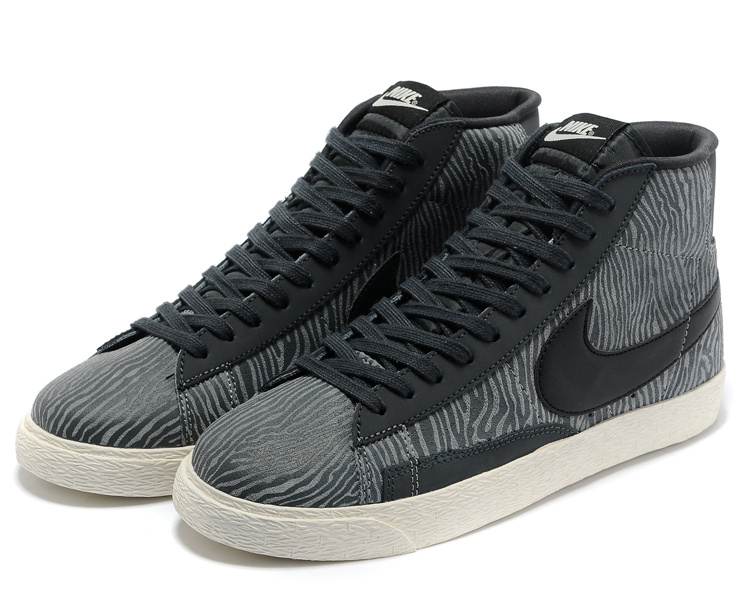 Nike Blazer Zebra Stripe Black Grey White Men's Shoes - Click Image to Close
