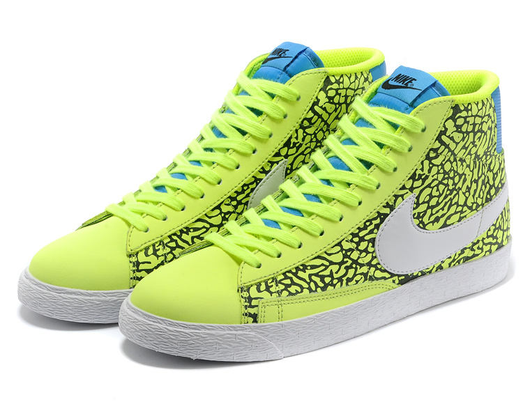 Nike Blazer Zebra Stripe Shine Green Blue White Women's Shoes