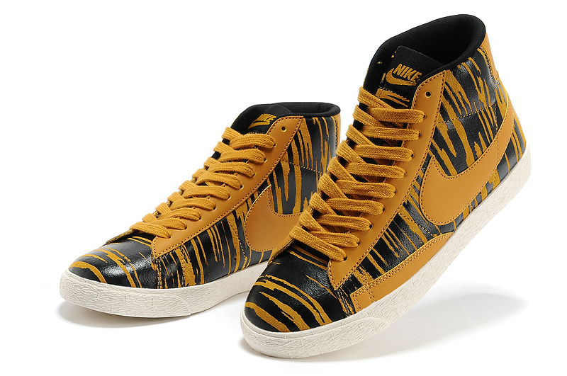 Nike Blazer Zebra Stripe Yellow Black Women's Shoes - Click Image to Close