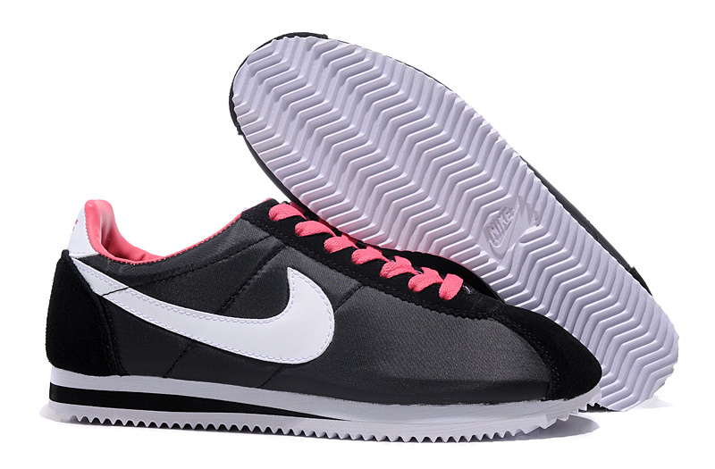 Nike Classic Cortez Nylon Black Grey Pink Shoes - Click Image to Close