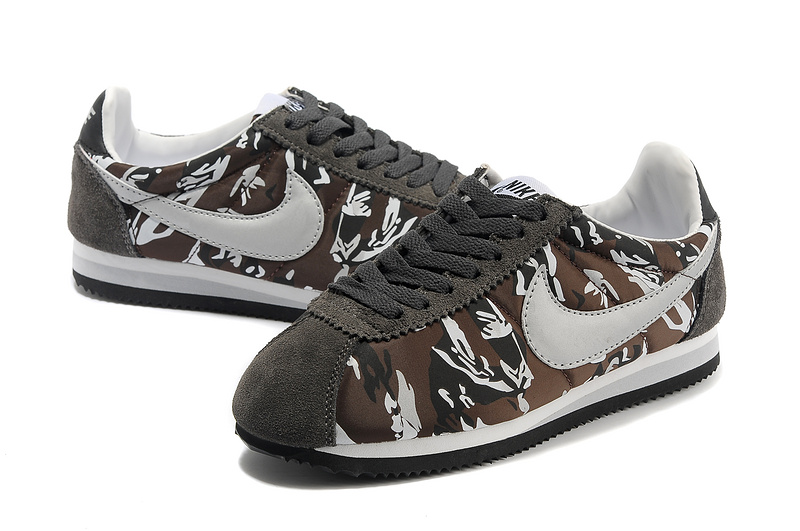 Women Nike Classic Cortez Nylon PRM Grey Camouflage Shoes - Click Image to Close