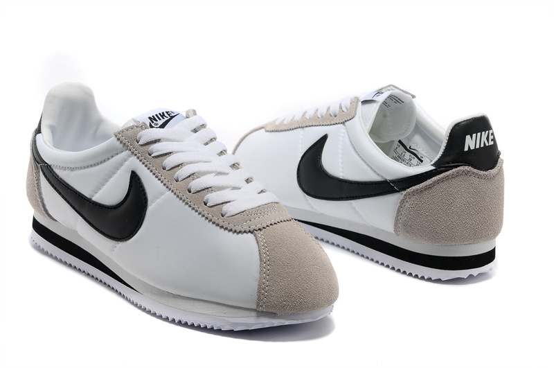 Nike Classic Cortez Nylon White Grey Black Shoes - Click Image to Close