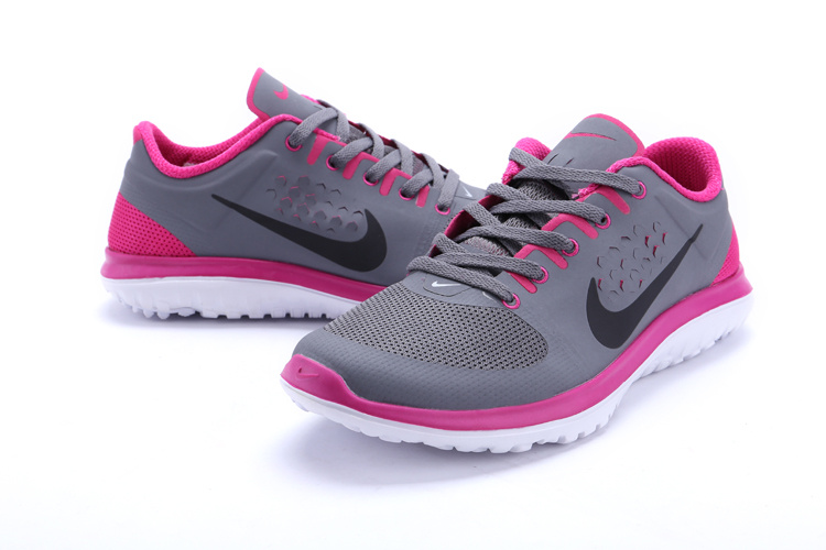 Nike FS Lite Run Shoes Grey Pink For Women - Click Image to Close