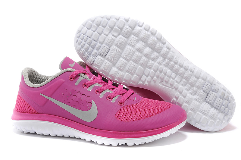 Nike FS Lite Run Shoes Pink Grey White For Women - Click Image to Close