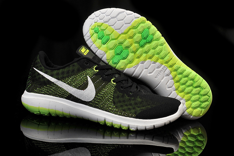 Nike Flex Series Black Green White Running Shoes - Click Image to Close