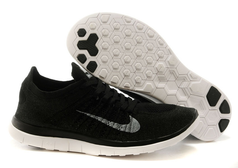 Nike Free 4.0 Flyknit Black White Running Shoes - Click Image to Close