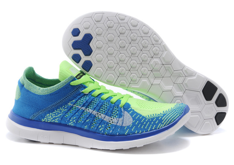 Nike Free 4.0 Flyknit Blue Green White Running Shoes