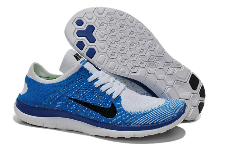 Nike Free 4.0 Flyknit Blue White Black Running Shoes