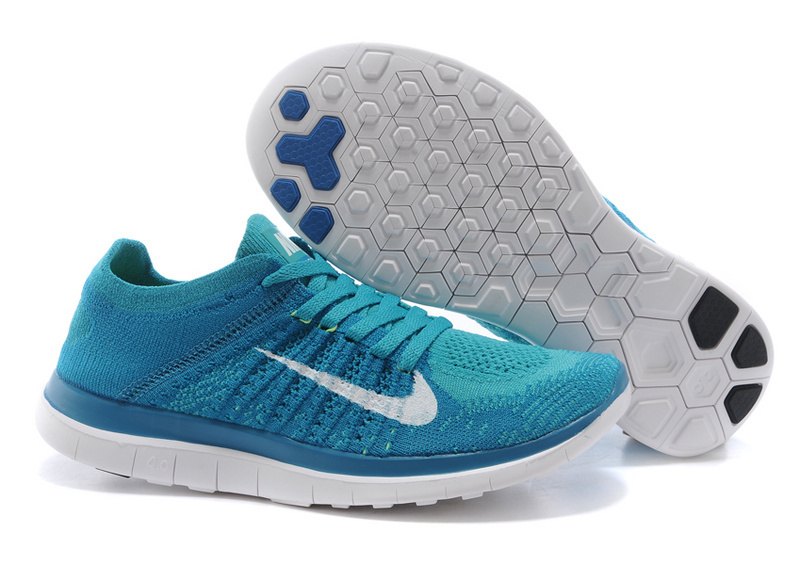Nike Free 4.0 Flyknit Blue White Running Shoes