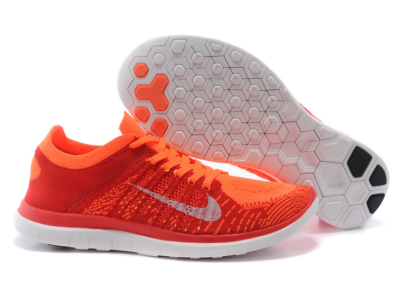 Nike Free 4.0 Flyknit Orange White Running Shoes