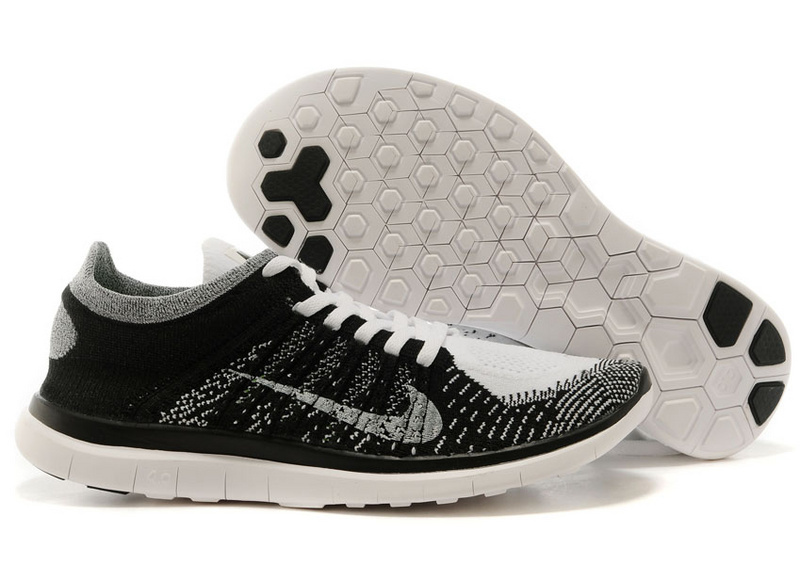 Nike Free 4.0 Flyknit White Black Running Shoes - Click Image to Close