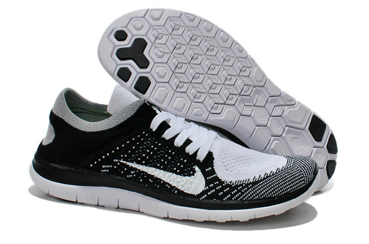 Nike Free 4.0 Flyknit White Black White Running Shoes - Click Image to Close