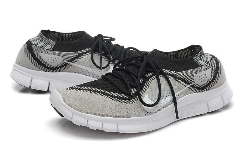 Nike Free 5.0 Flyknit Black Grey White Running Shoes