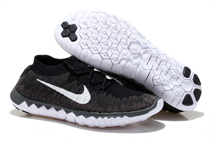 Nike Free 5.0 Flyknit Black White Running Shoes - Click Image to Close