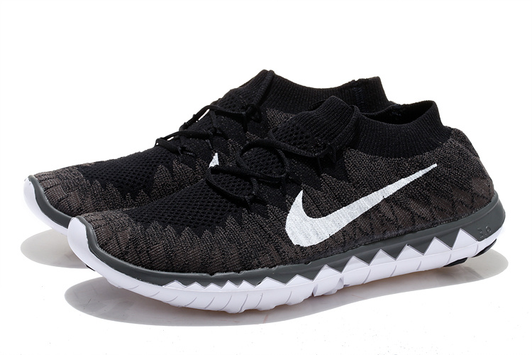 Nike Free 5.0 Flyknit Black White Running Shoes - Click Image to Close