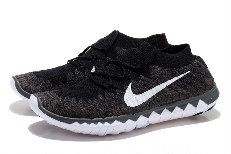 Nike Free 5.0 Flyknit Black White Running Shoes