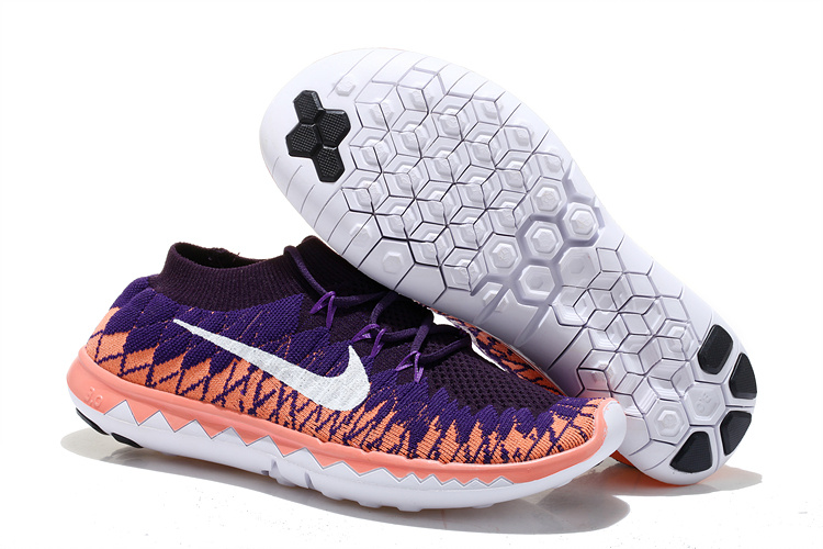 Nike Free 5.0 Flyknit Purple Pink White Running Shoes - Click Image to Close