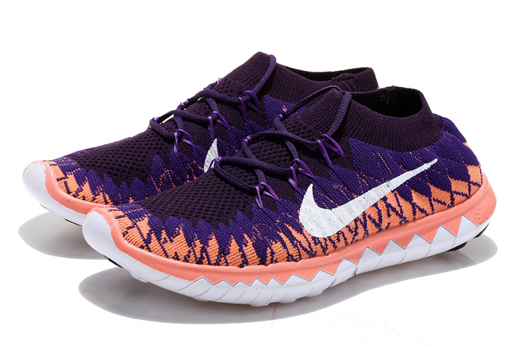 Nike Free 5.0 Flyknit Purple Pink White Running Shoes - Click Image to Close