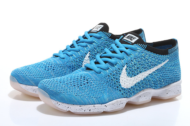 Nike Flyknit Agility Blue White Running Shoes - Click Image to Close