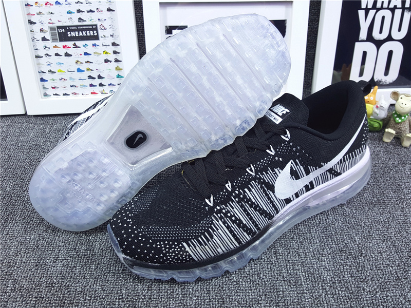 Nike Flyknit Air Max 2014 Black White Shoes - Click Image to Close