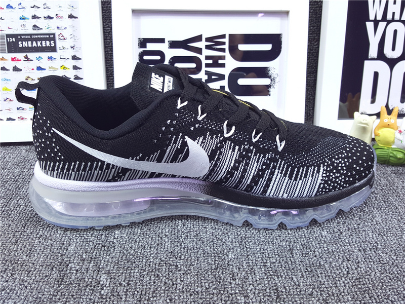 Nike Flyknit Air Max 2014 Black White Shoes - Click Image to Close