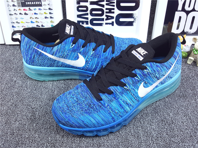 Nike Flyknit Air Max 2014 Blue Black Shoes - Click Image to Close