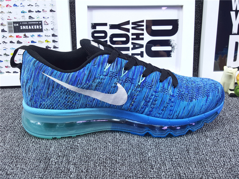 Nike Flyknit Air Max 2014 Blue Black Shoes - Click Image to Close