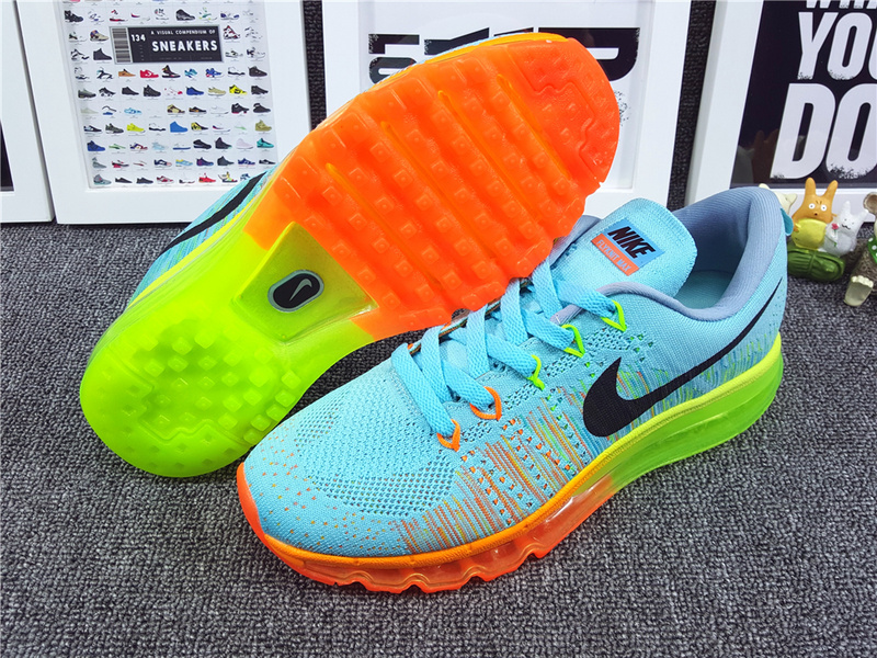 Nike Flyknit Air Max 2014 Light Green Fluorscent Orange Shoes