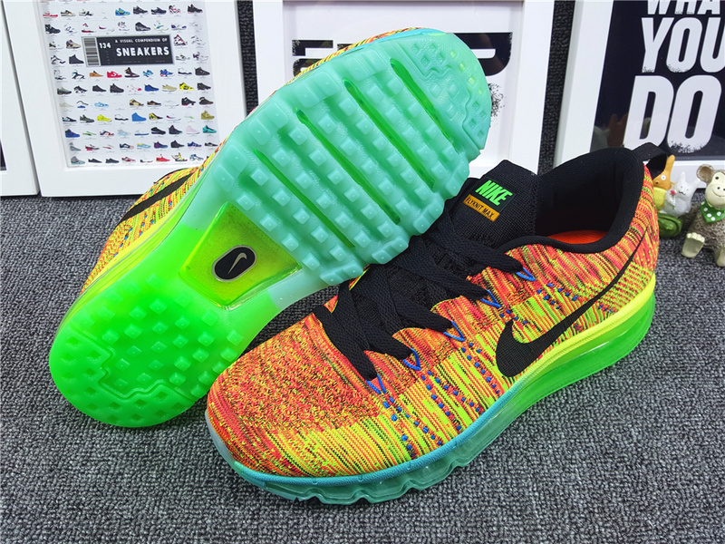 Nike Flyknit Air Max 2014 Orange Yellow Black Shoes - Click Image to Close