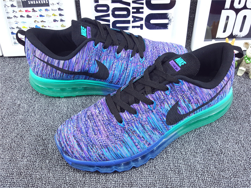 Nike Flyknit Air Max 2014 Purple Blue Black Shoes - Click Image to Close