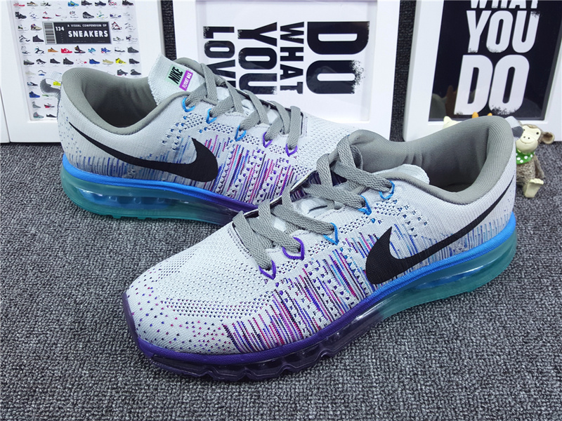 Nike Flyknit Air Max 2014 White Purple Blue Black Shoes