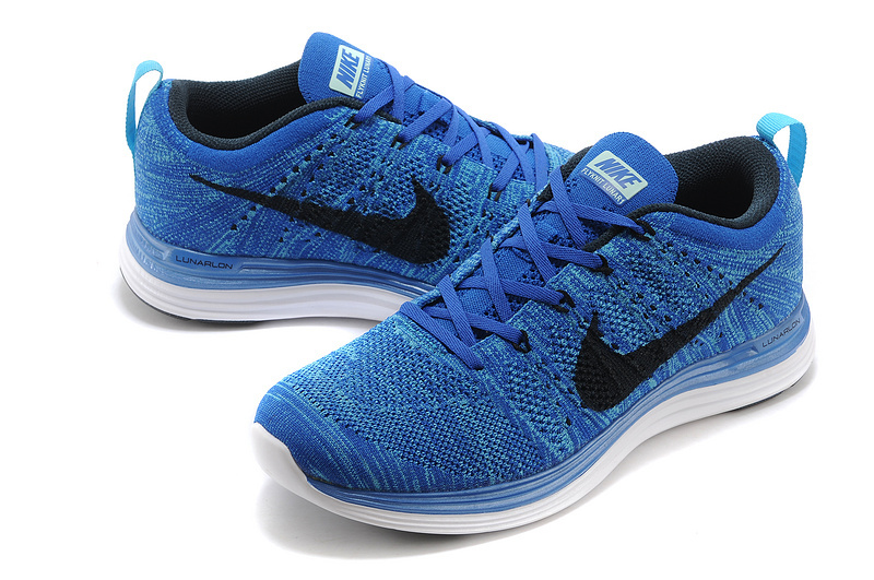 Nike Flyknit Lunar 1 Blue Black Shoes - Click Image to Close