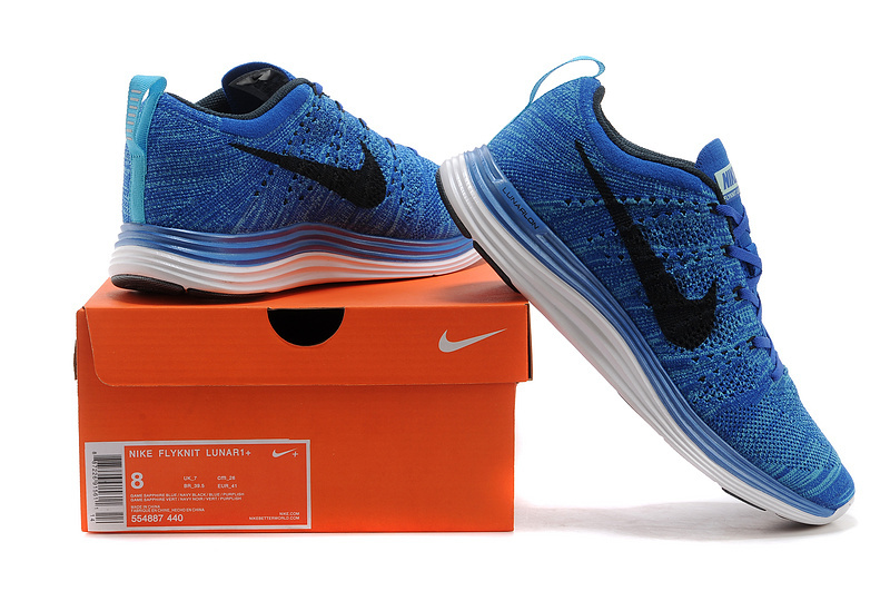 Nike Flyknit Lunar 1 Blue Black Shoes - Click Image to Close