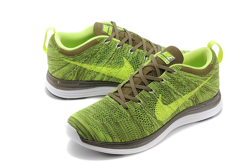 Nike Flyknit Lunar 1 Green Brown Shoes - Click Image to Close