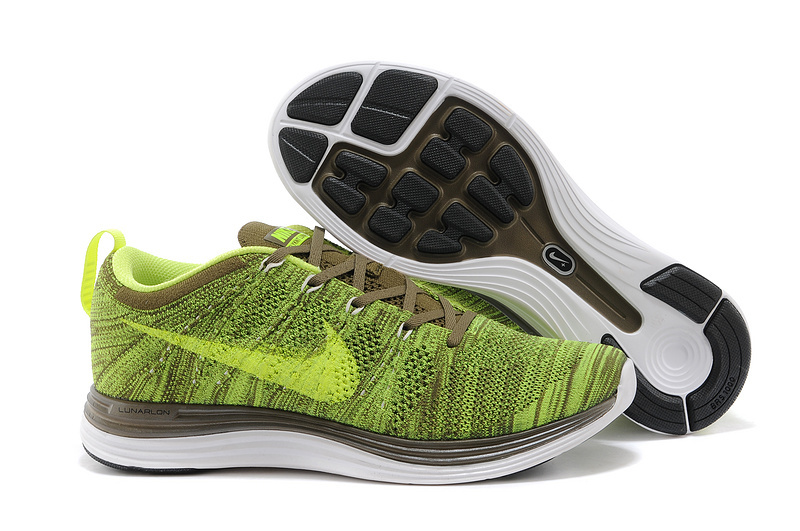Nike Flyknit Lunar 1 Green Brown Shoes - Click Image to Close