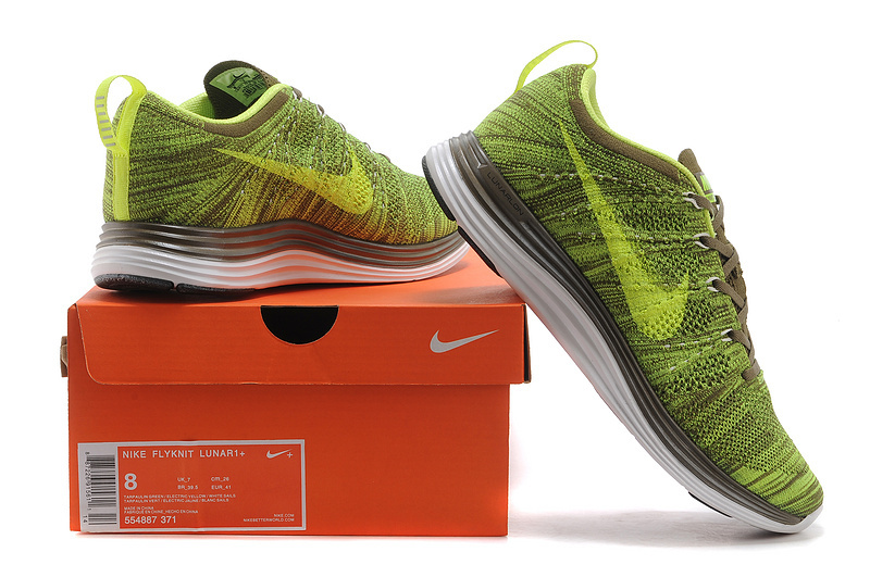 Nike Flyknit Lunar 1 Green Brown Shoes - Click Image to Close