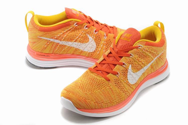 Nike Flyknit Lunar 1 Orange White Shoes - Click Image to Close