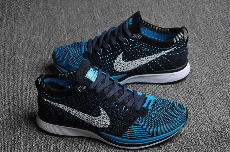 Nike Flyknit Racer Blue Black Women Shoes - Click Image to Close