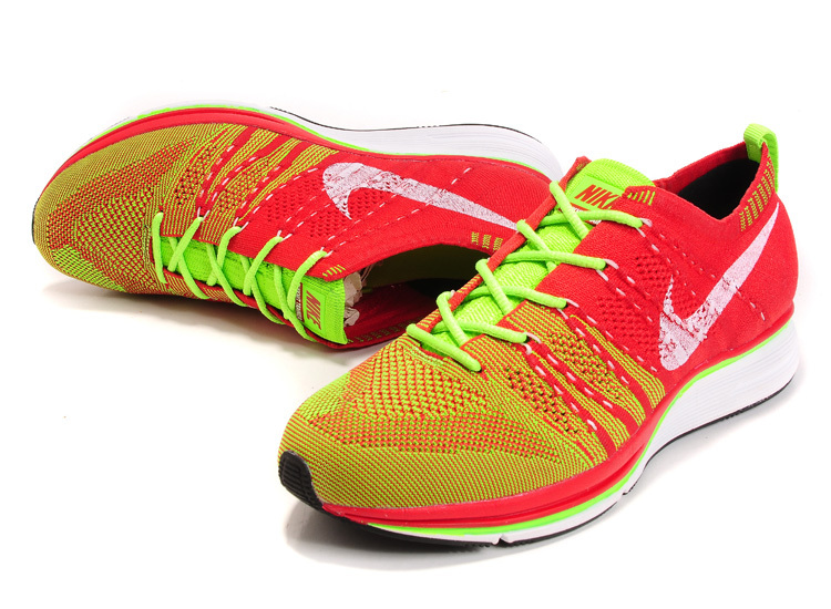 Nike Flyknit Trainer Green Red Shoes - Click Image to Close