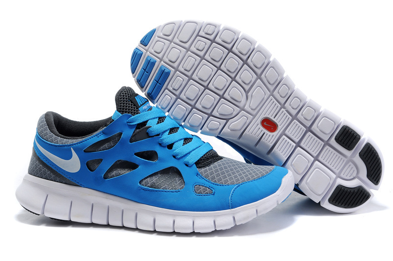 Nike Free 2.0 Blue Grey White Running Shoes - Click Image to Close