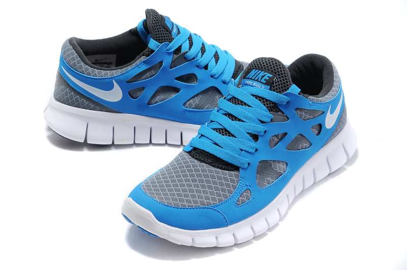 Nike Free 2.0 Blue Grey White Running Shoes - Click Image to Close