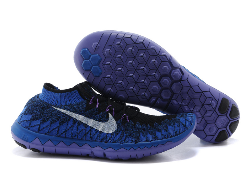 Nike Free 3.0 Flyline Black Blue Purple Running Shoes - Click Image to Close