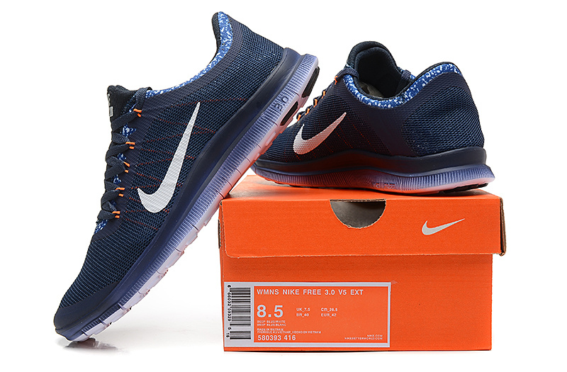 Nike Free 3.0 V5 EXT Dark Blue White Shoes - Click Image to Close