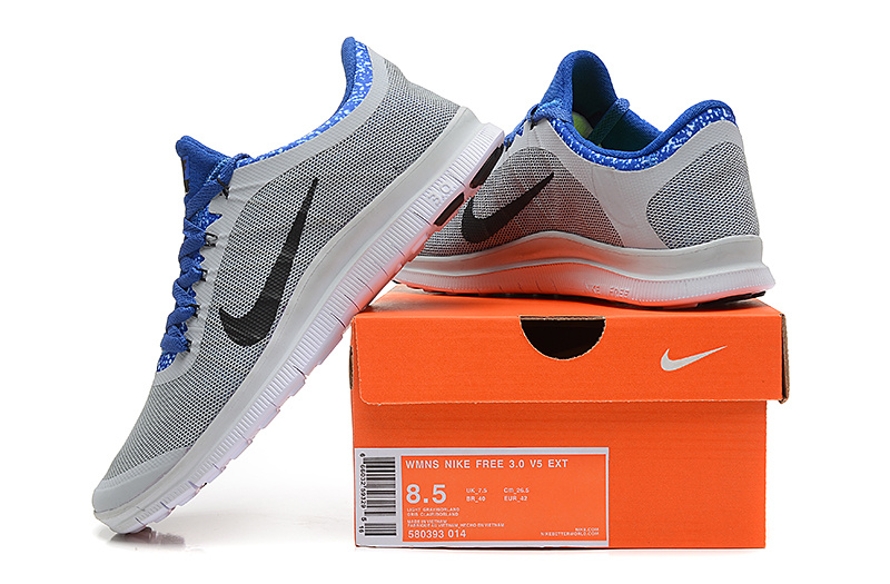 Nike Free 3.0 V5 EXT White Blue Black Shoes - Click Image to Close