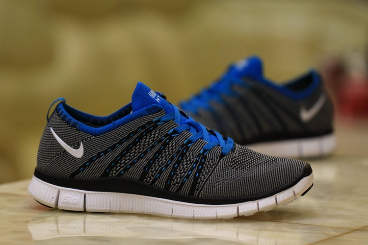 Nike Free 5.0 Flyknit Grey Black Blue Shoes